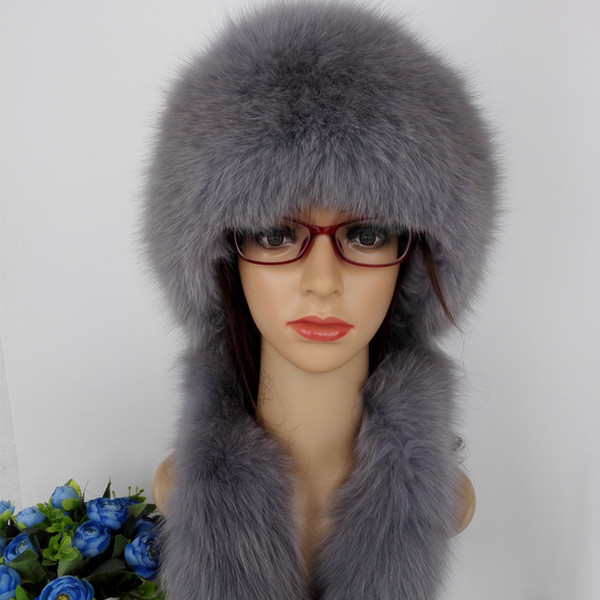 Women Real Fox Fur Bomber Hats Rex Rabbit Fur Cover Winter Warm Caps Fashion Ear Protector Headgear For Lovers LF4054