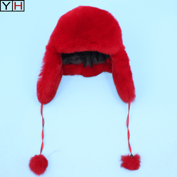 Winter bomber hat for women rabbit fur hat girl warm solid color cap cozy fur bonnet fashion caps free shipping