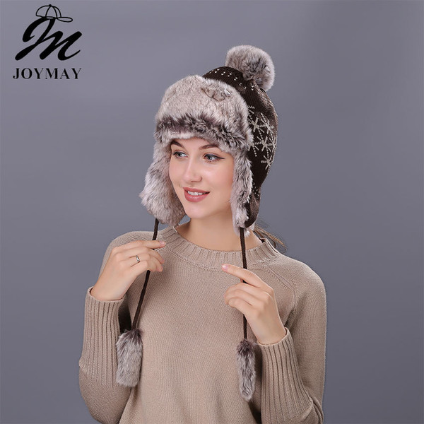 Joymay New Winter Bomber Hats for Men Women Thicken Balaclava Cotton Fur Winter Earflap Keep Warm Caps Skull Mask Hat W233