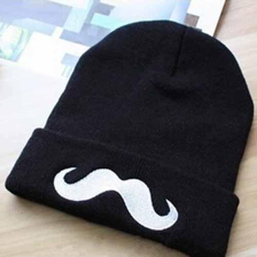 HOT SALE!Chic Style Black Moustache Print Men and Women's Warm Beanie Hat