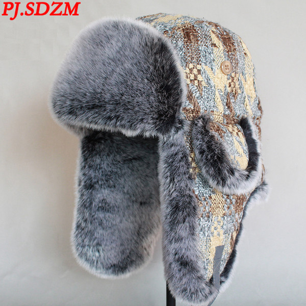 PJ.SDZM Korean Version Women Winter Ski Hat Protectors Men Thickening Thermal Bomber Hats