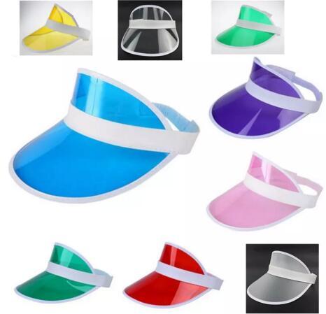 sun visor sunvisor party hat clear plastic cap transparent pvc sun hats sunscreen hat Tennis Beach elastic hats free DHL