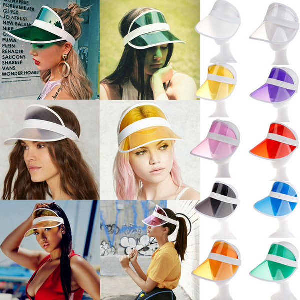 Sun Hat Sun Visor PVC Sunvisor Party Casual Unisex Hat Spring Autumn Clear Plastic Solid Adult Cap AAA676