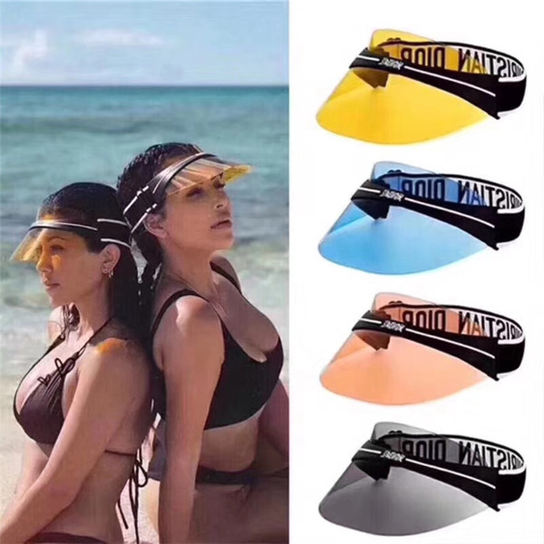 2019 latest brand design sun hat dazzle color sunglasses hat fashion anti-uv transparent PC hat size 56-62cm