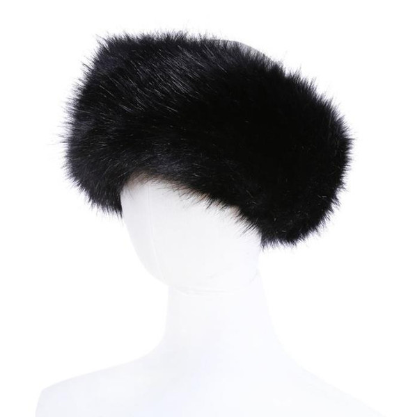 10 colors Womens Faux Fur Headband Luxury Adjustable Winter warm Black White Nature Girls Fur Earwarmer Earmuff Hats For Women