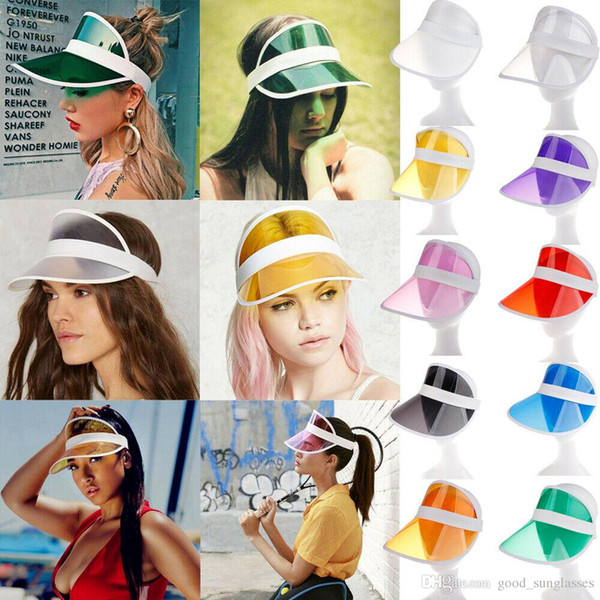 Sun visor sunvisor party hat clear plastic cap transparent pvc sun hats sunscreen hat Tennis Beach elastic hats YD0103