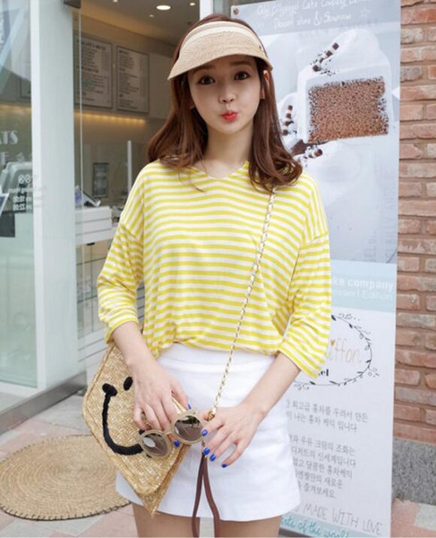 Bowknot empty top straw hat Lady summer vacation prevented bask sun cap Hair band type design visors