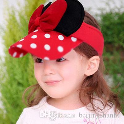 special offer big ribbon round dot bowknot children baby caps summer hats