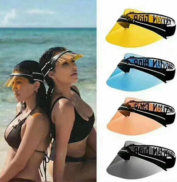 New Visors Summer fashionable sunscreen sunshade hat for men and women sunhat anti-ultraviolet transparent Caps outdoor sports hat With BOX