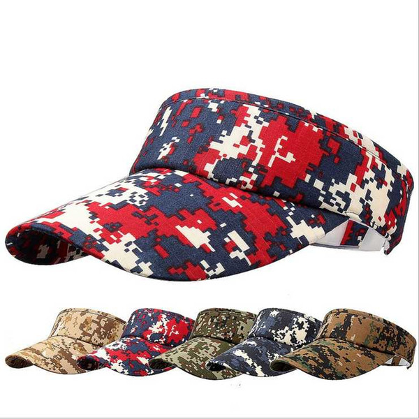 Mens Womens USA Army Cotton Adjustable Sun Visor Military Caps Adults Summer Camouflage Camping Mountaineering Sports Golf Baseball Caps