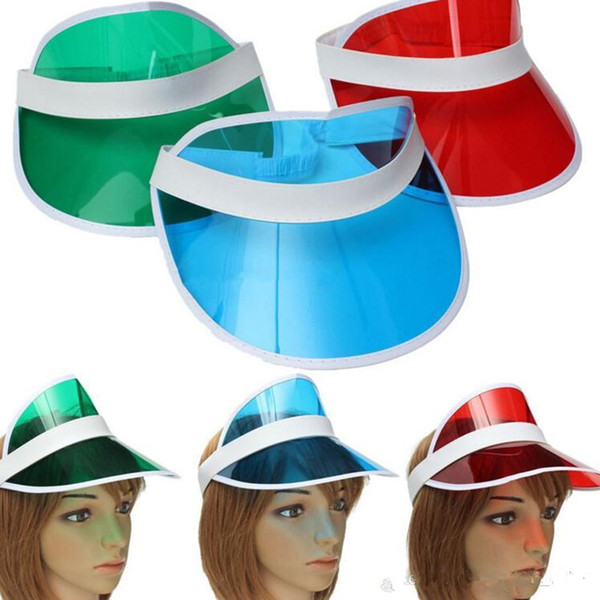 sun visor sunvisor party hat clear plastic cap transparent pvc sun hats sunscreen hat Tennis Beach elastic hats t0108