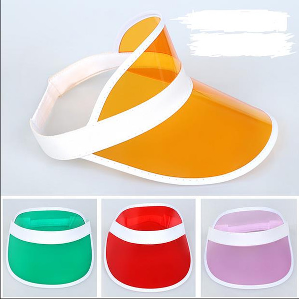 sun visor sunvisor party hat clear plastic cap transparent pvc sun hats sunscreen hat Tennis Beach elastic hats