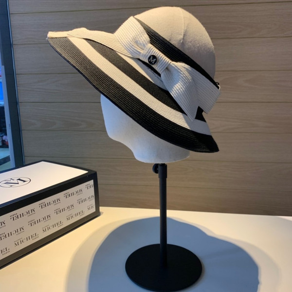 2019 The new shade empty top Striped sun hat for women high quality visor fashion