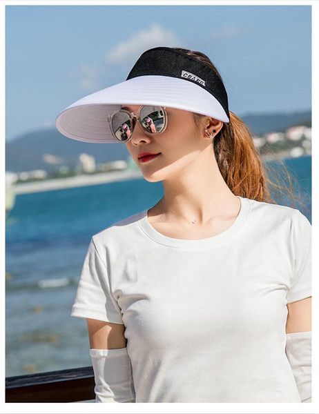 Wholesale Summer sports simplified design Big eaves Empty top Sunscreen Outdoor special sunless hat folding Cycling sun shading fashion hat