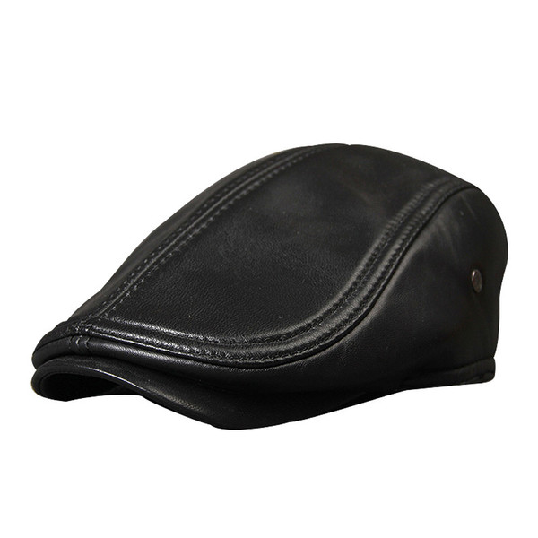 2018 Men's Leather Hat Fashion Duck Tongue Cap C19022301