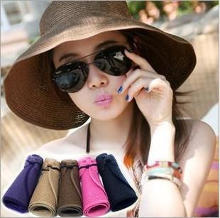 summer women Visors Straw Visors Women empty top hat sun hat sun hat folding hat Korean style hat