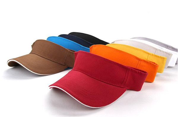 2019 Fashion New Solid Visors For Men Women 10 Colors Sports Blank Adjustable Tennis Beach Hat Sun Visor Golf Hats