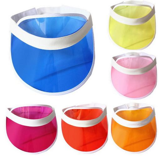 2019 New Summer Candy Color Sun Hat Transparent Plastic PVC Ultraviolet Proof Visor Cap Unisex Women Men Sunshade Sunhat