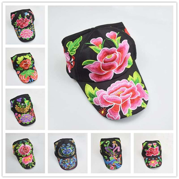 National wind embroidered hat Yang Liping with a half-top national hat embroidered cap sunscreen sun hat