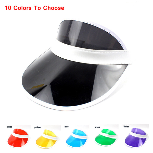 10 Colors Sun Hat Sun Visor Sunvisor Party Casual Unisex Hat Spring Autumn Clear Plastic Solid Adult Cap wholesal AAA676