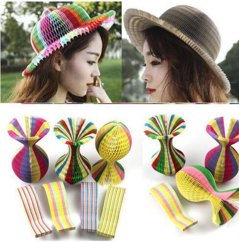 Magic Paper Vase Cap Variable Folding Paper Hat Creative Magic Vase Hats Travel Round Foldable Sunhat Visors Hats GGA1928