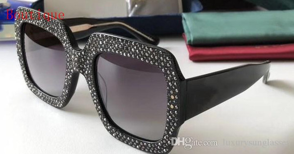 Luxury 0048 Sunglasses Large Frame with Diamond Frame Built-In Circular Lens Top Quality Come With Case Elegant Special Designer