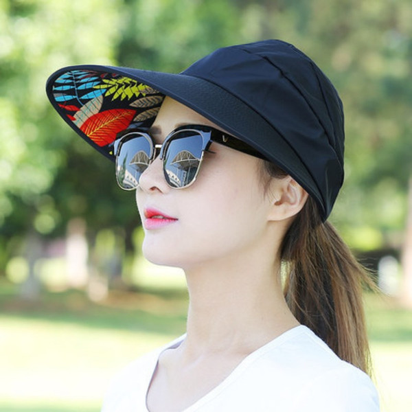 New Fashion Style Women Fold Sunscreen Hat Outdoor Cycling Beach Sun Casual Visors Fit Summer Hot Sale 7 2xy ff