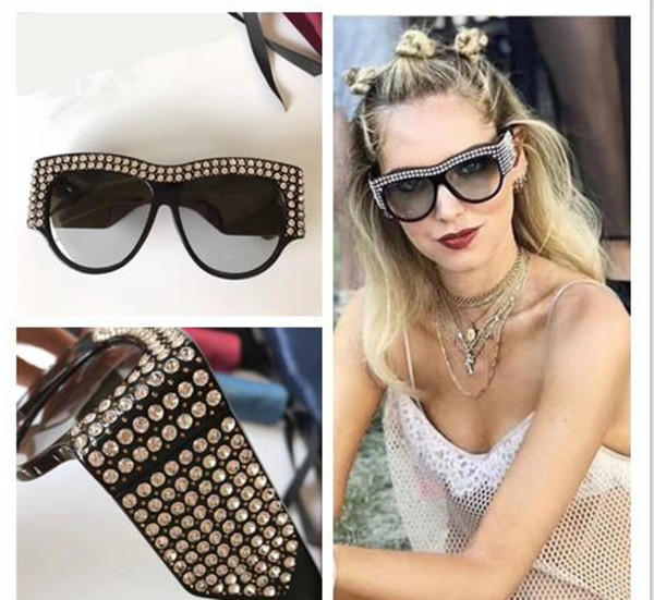 Designer Frame Popular Uv Protection Sunglasses Top Limited Edition 0144 Sunglasses Sparkling Diamond Fashion Summer Style For Women