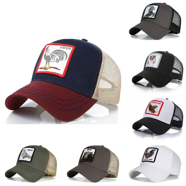 Fashion Mesh Animals Baseball Cap Unisex Lovely Embroidery Snapback Cap Dad Hat Summer Adjustable Travel Sun Hat LJJT653