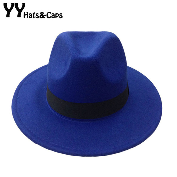 Men's Wool Felt Snap Brim Hat Trilby Women Vintage Wool Panama Fedora Cloche Cap Wool Felt Jazz Hats 14 colors YY0397