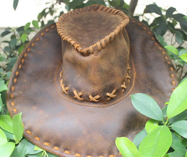 Fashion leather western cowboy hats sun hat womens mens tourist caps for travel outdoor performance hat