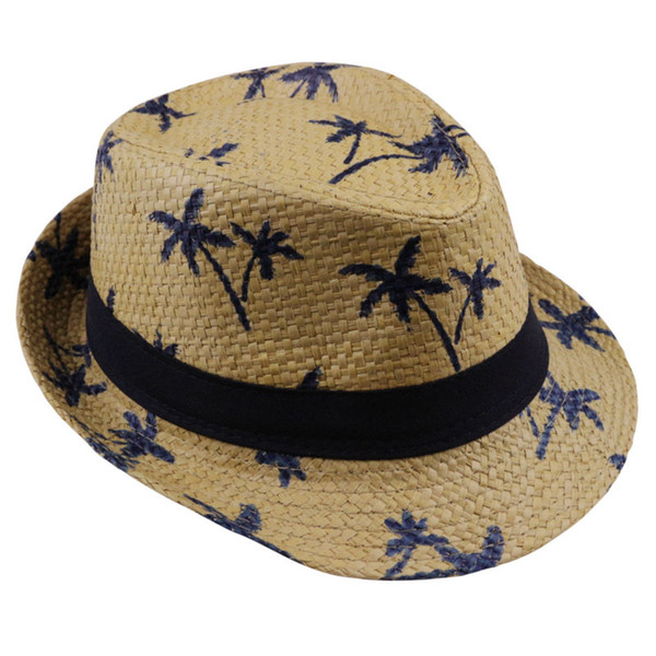 2019 hot sale Summer straw Sun hat kids Beach Sun hat Trilby panama Hat handwork for boy girl Children 4 colour