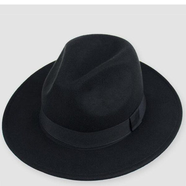 Fashion Vintage Solid Polyester Fedoras hats for women wedding For mens hats fedoras Women hat sun jazz gangster 2018 New Brand D19011102