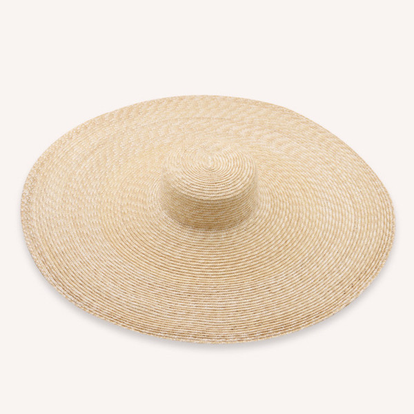PADEGAO HAT Wide Brim Hat Handmade natural straw 25cm flat top outdoor beach shape flat straw