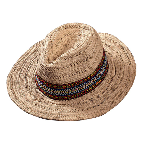 Fashion England wind shade straw hat plain wide-brimmed hat travel leisure beach foldable straw hatt 2018