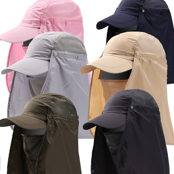 Men Women Collapsible Fast Quick Drying UV Neck Protection Fishing Hat Summer Breathable Climbing Sun Cap CNY1175