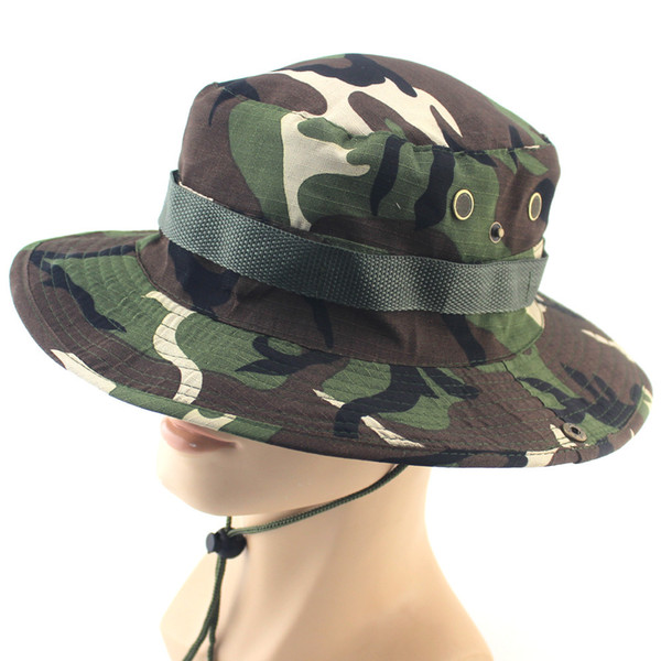 Outdoor Men Wide Brim Fishing Hats Quick Drying Summer Sun Cap For Travel Mountain Climbing Bucket Hat Camouflage Fisherman Hat Jungle Round
