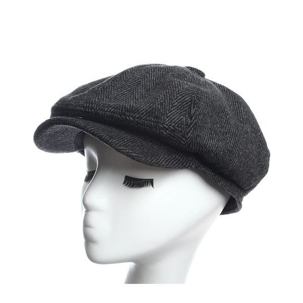 Newsboy Caps Herringbone Tweed Warm Winter Octagonal Hat Male Female Gatsby Retro Flat Caps Hats for women