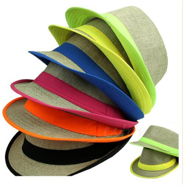 Wholesale-Free Shipping Hot Fashion Unisex Summer Beach Sun Straw Casual Jazz Dance Hat Trilby Linen Cap a69-a75