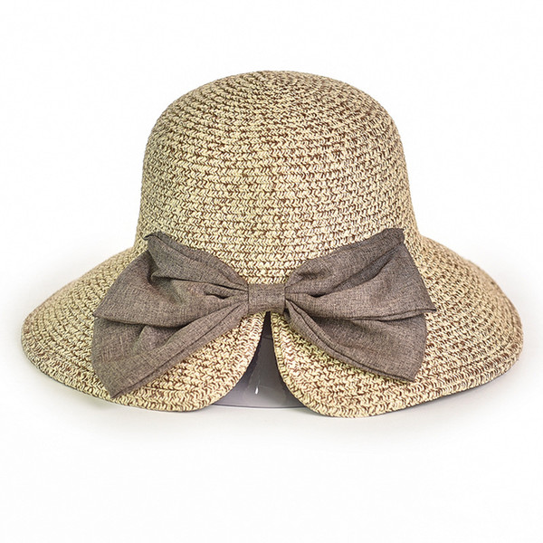 Hat woman summer Shade butterfly knot fisherman hat outing anti-shine sun beach sea Straw