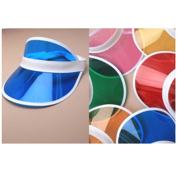 6pcs/lot Summer holiday neon sun visor sunvisor party hat clear plastic cap D18103006