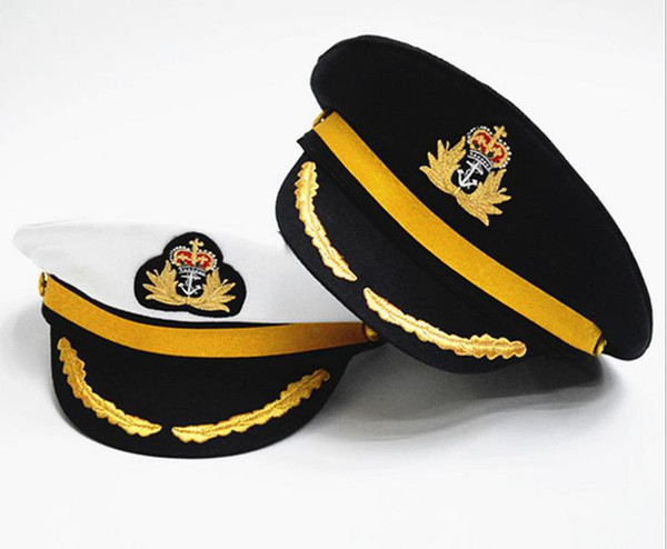 Men Women Cotton Sailor Captain Hat Uniforms Costume Party Cosplay Stage Perform Flat Navy Military Cap for Adult and Children 5pcs/lot