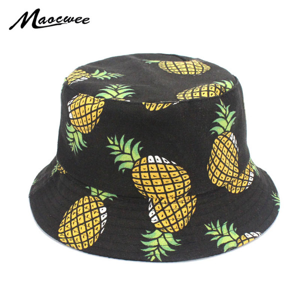 Embroidered Fisherman Cap Funny Fresh Fruit Pineapple Hat Men Women Cool Outdoor Sports Summer Fishing Bucket Hats Panama Caps