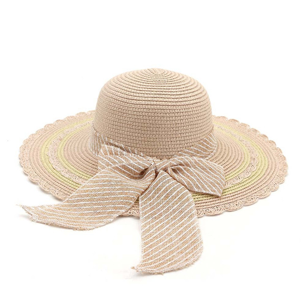 Summer Panama Beach Outdoor Sun Protection Straw Hat Fashion Bow Sunshade Holiday Travel Women's Cap