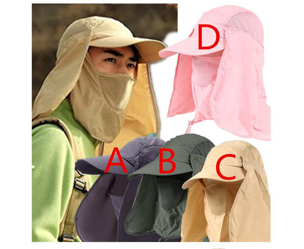 Wholesale-Outdoor Men Women Collapsible Fast Quick Drying UV Neck Protection Fishing Hat , Summer Breathable Climbing Sun Cap Freeship