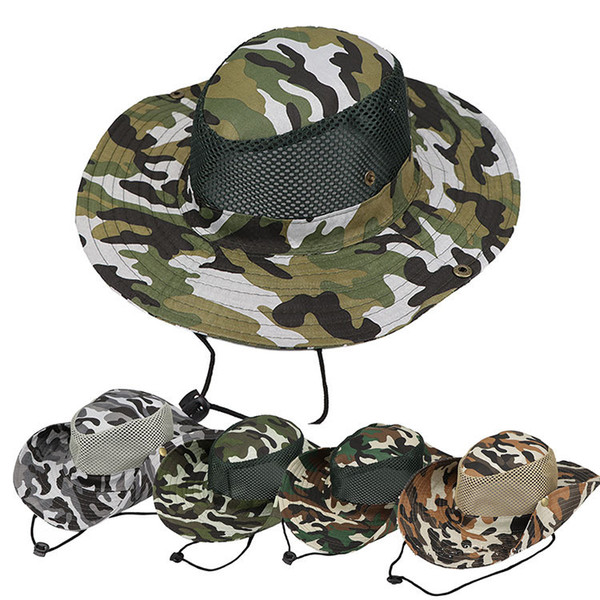 Boonie Hat Sport Camouflage Jungle Military Cap Adults Men Women Cowboy Wide Brim Hats For Fishing Packable Army Bucket Hat D1