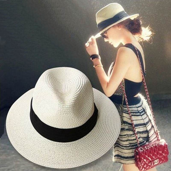 New female sombreros women summer hat classic black sunhats Jazz Hat beach hats for women chapeau de paille femme