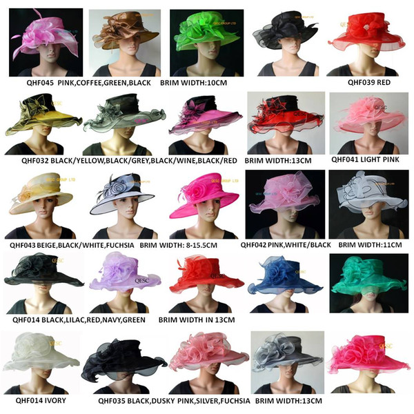 Wide brim bridal wedding dress Organza Hat Church Hat sinamay fascinator for derby,black,pink,navy,lilac, FREE SHIPPING BY EMS,