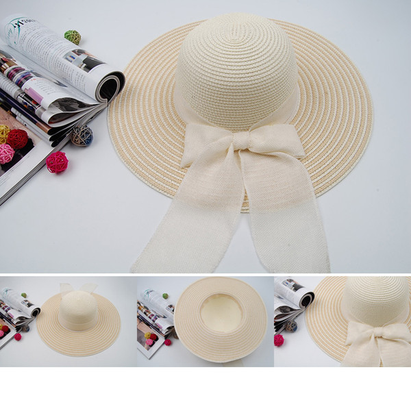 wholesale 2019 Big eaves straw hat summer ladies bow sun hat Korean edition sun Caps beach sun hat NO:HS150064a