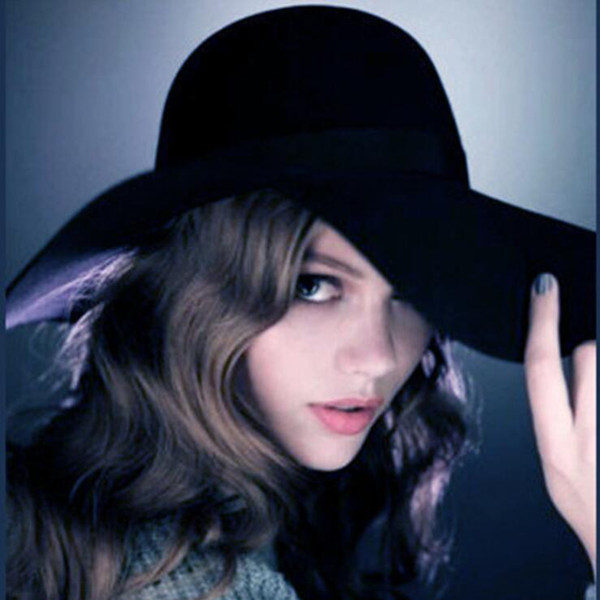 Women's Wool Sun Hats Floppy Hats with Bowknots Wide Brim Beach Garden Style Foldable Federo Hats Spring Winter Large Brim LC